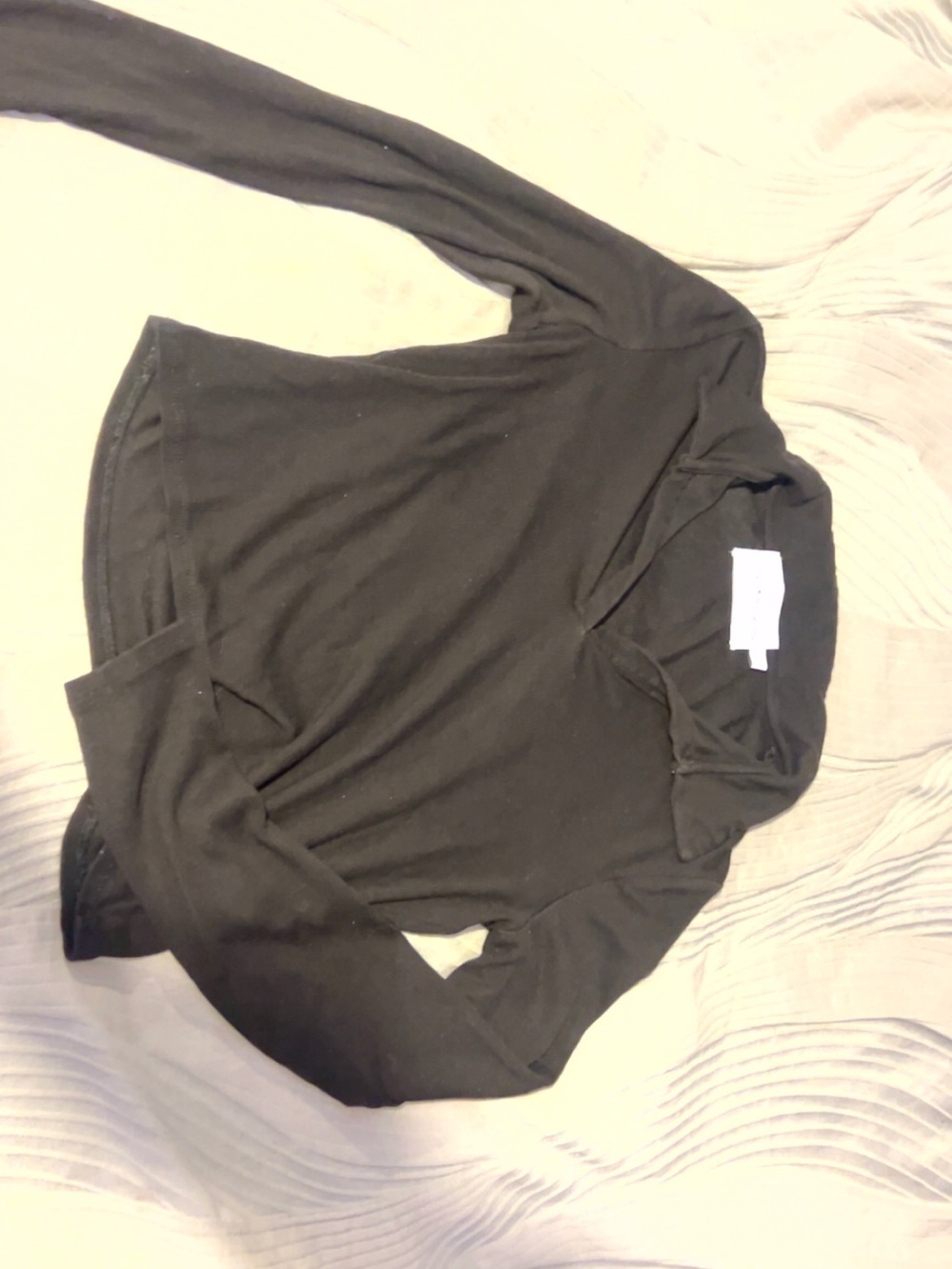 Calvin Klein Jeans Black Long Sleeve V-Neck Top with Collar